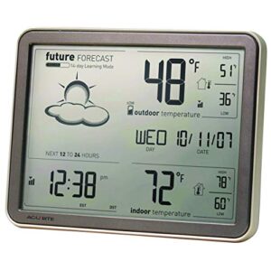 AcuRite 75077A3M Self-Learning Forecast Wireless Weather Station with Large Display and Atomic Clock, Black