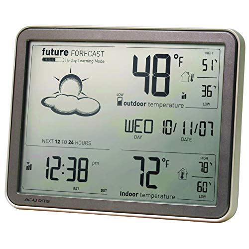 AcuRite 75077A3M Self-Learning Forecast Wireless Weather Station with Large Display and Atomic Clock, Black