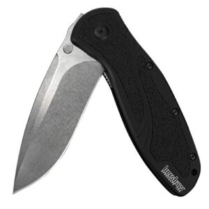 kershaw s30v blur pocketknife, 3.4" s30v powdered stainless steel recurved blade, assisted thumb-stud opening edc