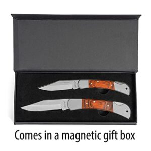 Maxam SKCLASSIC 2 Piece Lockback Knife Set in Wood Box
