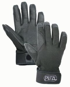 petzl cordex gloves - lightweight, breathable leather belay gloves for climbing and rappelling - black - xl