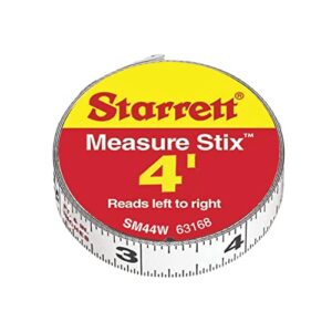 starrett tape measure stix with adhesive backing - mount to work bench, saw table, drafting table - 1/2" x 4', english metric, left-right reading - sm44w