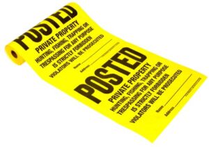 hy-ko products tsr-100 posted private property tyvek sign roll 11" x 11" yellow, 100 pieces