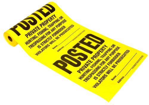 Hy-Ko Products TSR-100 Posted Private Property Tyvek Sign Roll 11" x 11" Yellow, 100 Pieces