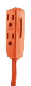 ge 9ft indoor power extension cord, 3 grounded outlets, 3 prong, 16 gauge, heavy duty, ul listed, orange, 50361