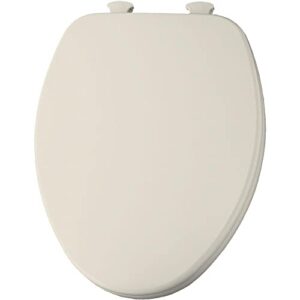 church 585ec 346 toilet seat with easy clean & change hinge, elongated, durable enameled wood, biscuit/linen