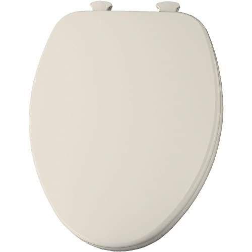 CHURCH 585EC 346 Toilet Seat with Easy Clean & Change Hinge, ELONGATED, Durable Enameled Wood, Biscuit/Linen