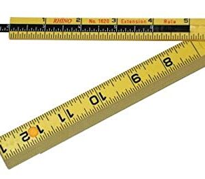 US Tape 55160 Rhino Fiberglass Folding Ruler 5/8" x 6' Carp with 6" sliding extension, Yellow