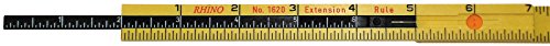 US Tape 55160 Rhino Fiberglass Folding Ruler 5/8" x 6' Carp with 6" sliding extension, Yellow