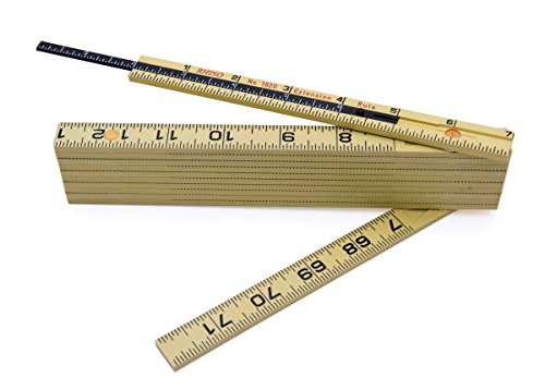 US Tape 55160 Rhino Fiberglass Folding Ruler 5/8" x 6' Carp with 6" sliding extension, Yellow