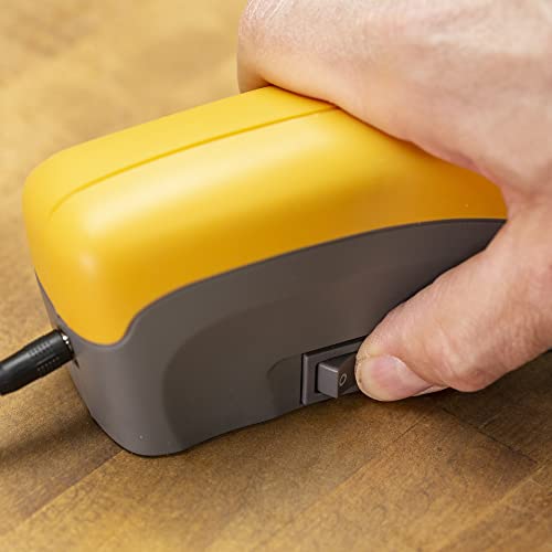 Smith’s 50005 Edge Pro Compact Electric Knife Sharpener - Yellow & Grey - Straight Edge 2 Stage Sharpener - Electric & Manual Sharpening - Blade Guide - Outdoor & Kitchen - Pocket & Filet Knives