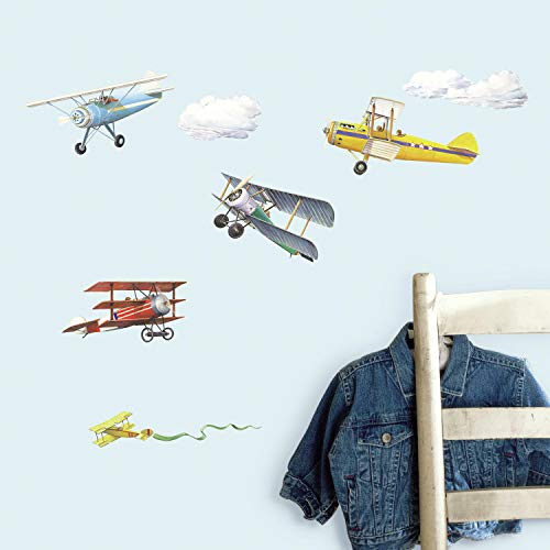 RoomMates RMK1197SCS Vintage Planes Peel and Stick Wall Decals