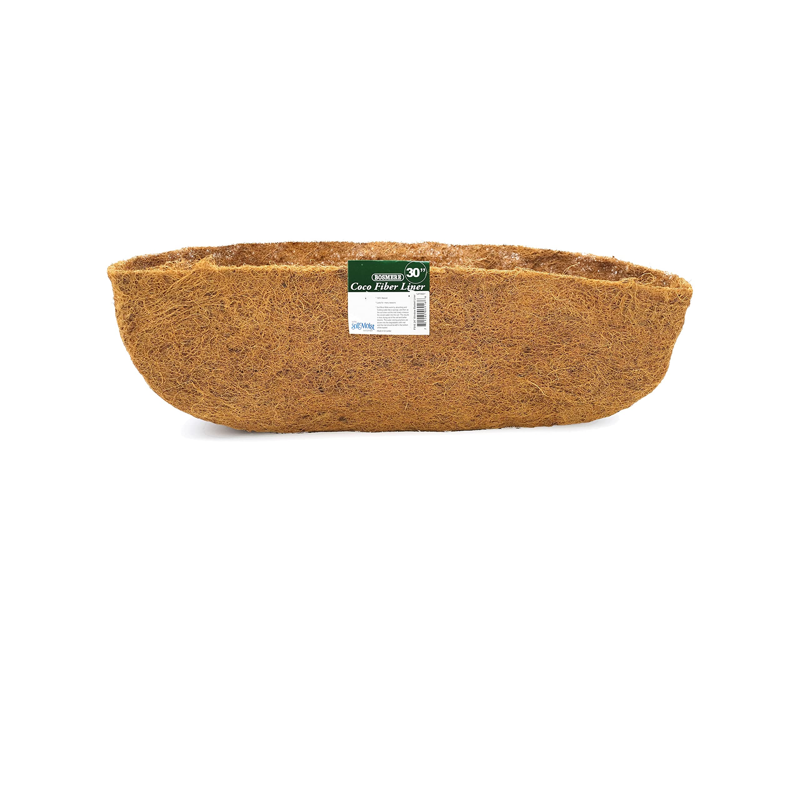 Bosmere F919 30 Inch Pre Formed Replacement Coco Liner with Soil Moist for Window Basket, Brown