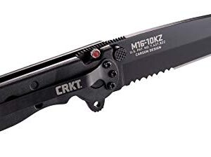 CRKT M16-10KZ EDC Folding Pocket Knife: Everyday Carry, Black Serrated Edge Blade, Tanto, Automated Liner Safety, Nylon Handle, Pocket Clip