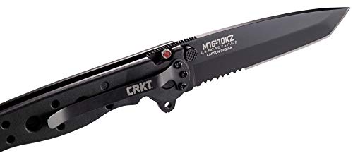 CRKT M16-10KZ EDC Folding Pocket Knife: Everyday Carry, Black Serrated Edge Blade, Tanto, Automated Liner Safety, Nylon Handle, Pocket Clip