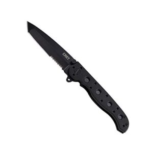 crkt m16-10kz edc folding pocket knife: everyday carry, black serrated edge blade, tanto, automated liner safety, nylon handle, pocket clip
