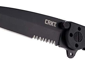 CRKT M16-10KZ EDC Folding Pocket Knife: Everyday Carry, Black Serrated Edge Blade, Tanto, Automated Liner Safety, Nylon Handle, Pocket Clip