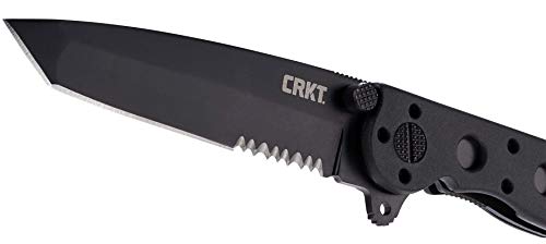 CRKT M16-10KZ EDC Folding Pocket Knife: Everyday Carry, Black Serrated Edge Blade, Tanto, Automated Liner Safety, Nylon Handle, Pocket Clip