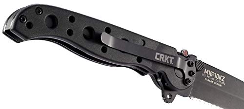 CRKT M16-10KZ EDC Folding Pocket Knife: Everyday Carry, Black Serrated Edge Blade, Tanto, Automated Liner Safety, Nylon Handle, Pocket Clip