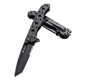 CRKT M16-10KZ EDC Folding Pocket Knife: Everyday Carry, Black Serrated Edge Blade, Tanto, Automated Liner Safety, Nylon Handle, Pocket Clip