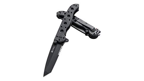 CRKT M16-10KZ EDC Folding Pocket Knife: Everyday Carry, Black Serrated Edge Blade, Tanto, Automated Liner Safety, Nylon Handle, Pocket Clip