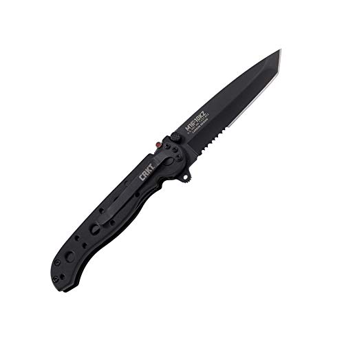 CRKT M16-10KZ EDC Folding Pocket Knife: Everyday Carry, Black Serrated Edge Blade, Tanto, Automated Liner Safety, Nylon Handle, Pocket Clip