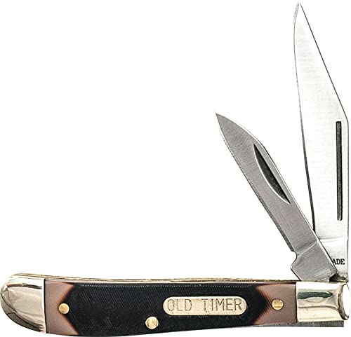 Old Timer 72OT Dog Leg Jack 5.2in Traditional Pocket Knife with 2 High Carbon Stainless Steel Blades, Ergonomic Sawcut Handle, and Convenient Size for EDC, Hunting, Camping, Whittling, and Outdoors