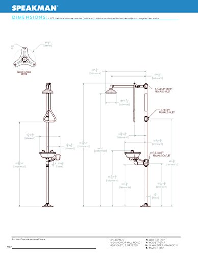 Speakman SE-690 Combination Shower with Round Eye/Face Wash Station, DuraJade Powder-Coat