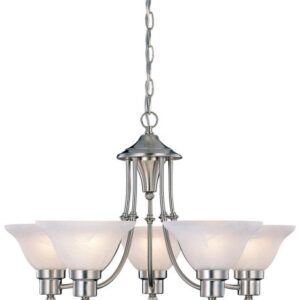 Hardware House 544452 54-4452 Bristol 5 Light Chandelier, 24"x15", Satin Nickel