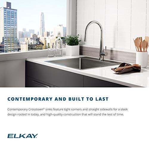 Elkay Crosstown EFU471810DBT 60/40 Double Bowl Undermount Stainless Steel Sink with Drainboard