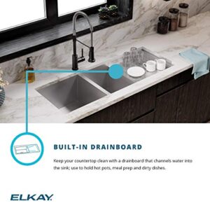 Elkay Crosstown EFU471810DBT 60/40 Double Bowl Undermount Stainless Steel Sink with Drainboard