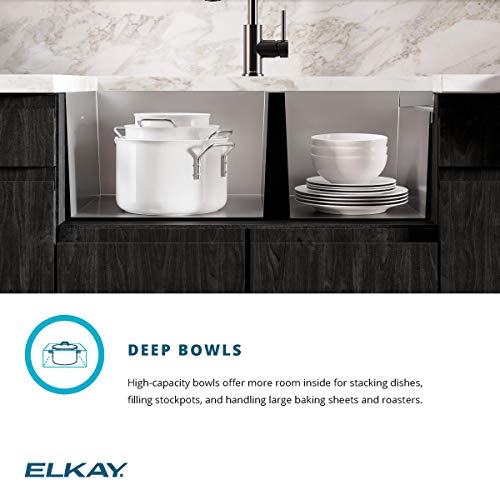 Elkay Crosstown EFU471810DBT 60/40 Double Bowl Undermount Stainless Steel Sink with Drainboard