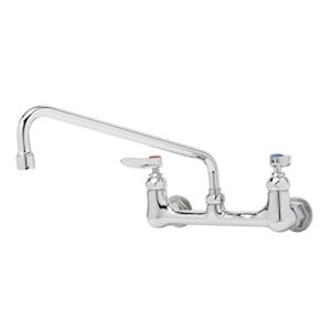 t&s brass double pantry faucet, wall mount, 8 centers, 12,chrome