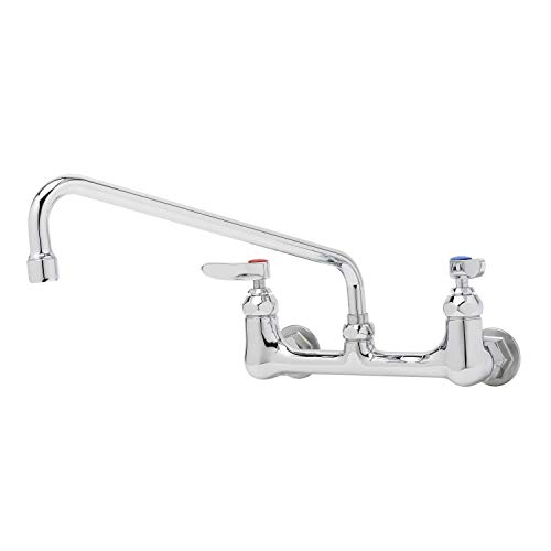 T&S Brass Double Pantry Faucet, Wall Mount, 8 Centers, 12,Chrome