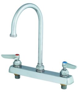 t&s brass b-1142 workboard faucet, deck mount, 8-inch centers, swivel gooseneck, lever handles