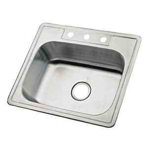 kingston brass k25228bn 22 gauge single bowl stainless steel self-rimming kitchen sink, brushed nickel