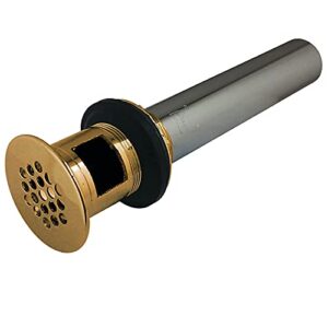 kingston brass kb5002 fauceture grid drain with overflow hole, 1-1/4 inch by 6-inch, 17 gauge,, polished brass