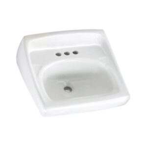 american standard 0355.027.020 lucerne wall-mount lavatory sink with 4-inch faucet holes for exposed bracket support, white