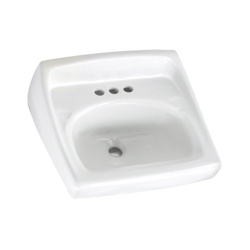 American Standard 0355.027.020 Lucerne Wall-Mount Lavatory Sink with 4-Inch Faucet Holes for Exposed Bracket Support, White