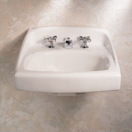 American Standard 0355.027.020 Lucerne Wall-Mount Lavatory Sink with 4-Inch Faucet Holes for Exposed Bracket Support, White