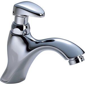 delta faucet 87t105 87t single hole metering slow-close bathroom faucet, chrome,6.36 x 1.91 x 6.36 inches