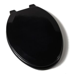 comfort seats c1b4e290 deluxe molded wood toilet seat, elongated, black