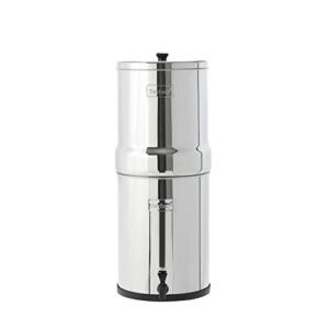 imperial berkey gravity-fed stainless steel countertop water filter system 4.5 gallon with 2 authentic black berkey elements bb9-2 filters