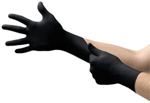 microflex mk-296 black disposable nitrile gloves, latex-free, powder-free glove for mechanics, automotive, cleaning or tattoo applications, medical/exam grade, size large, case of 100 units