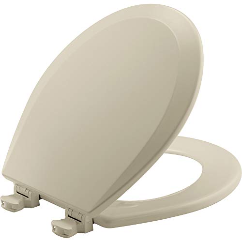 CHURCH 540EC 006 Toilet Seat with Easy Clean & Change Hinge, ROUND, Durable Enameled Wood, Bone