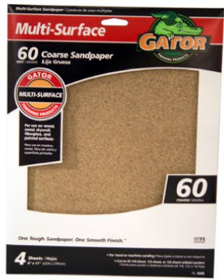 ALI INDUSTRIES 4440 60 Grit Sandpaper, 9-Inch x 11-Inch, 4 sheets