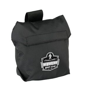 carry pouch for half mask respirators, straps to attach around belt, cover flap closure, 8.5" l x, 3" w, 7" h, ergodyne arsenal 5182,black