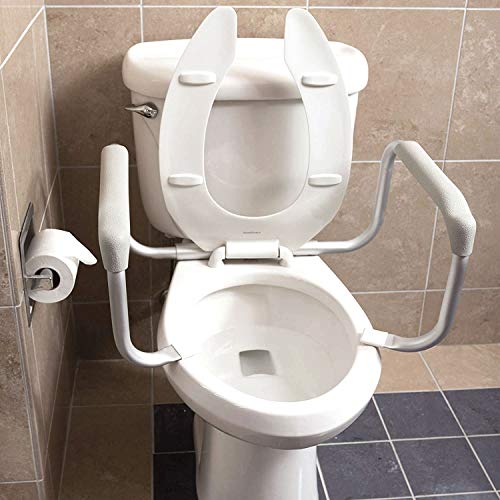 DMI Toilet Safety Rails Toilet Handles for The Elderly Toilet Safety Handrails Frame Easy Assembly with no Tools, White