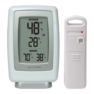 acurite 00611 indoor outdoor thermometer with wireless temperature sensor & hygrometer white small