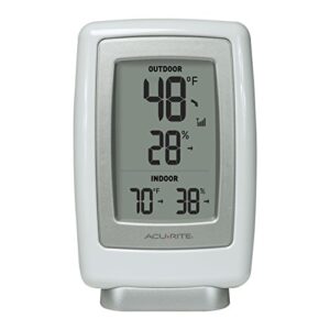 AcuRite 00611 Indoor Outdoor Thermometer with Wireless Temperature Sensor & Hygrometer White Small